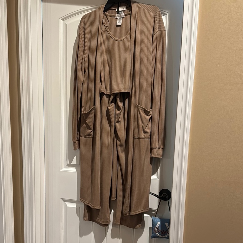 Ribbed Tan Pantsuit Set